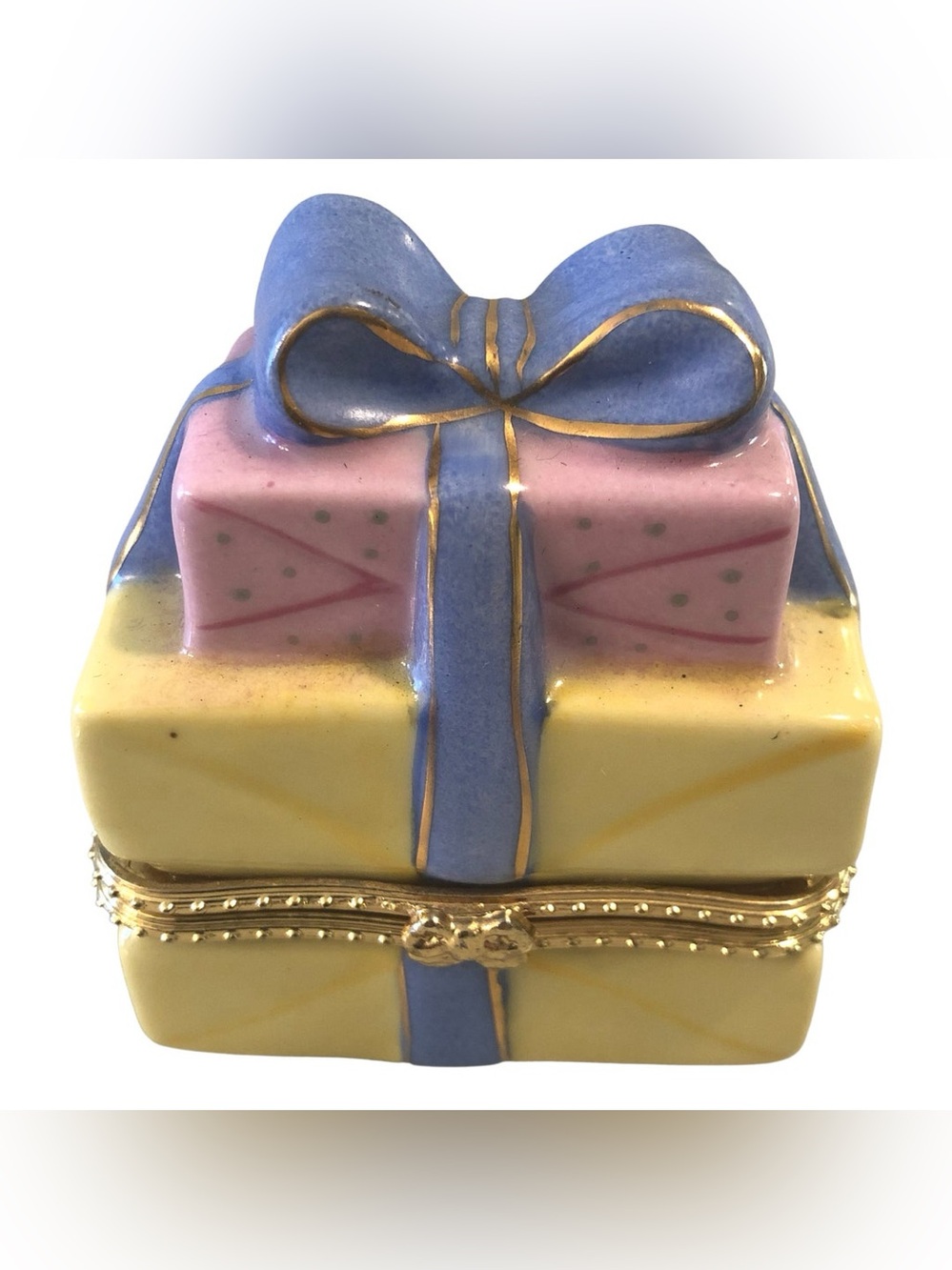Vintage Porcelain Birthday Gift Trinket Box, Hand Painted Limoges Style